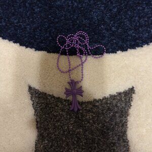 Chrome Hearts Rubber CH Cross Small Necklace Silicone Purple
